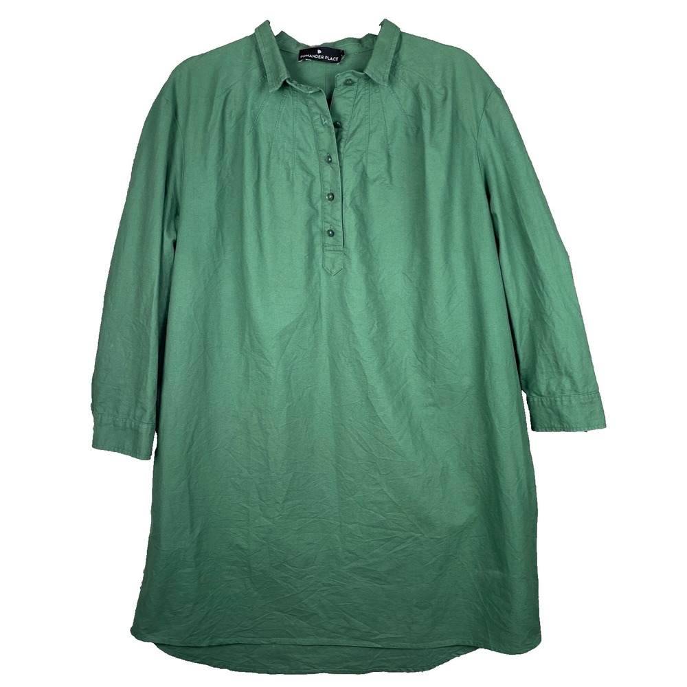 Tuckernuck Pomander Place Polly Shirt Dress Womens Large Green Pockets Cotton